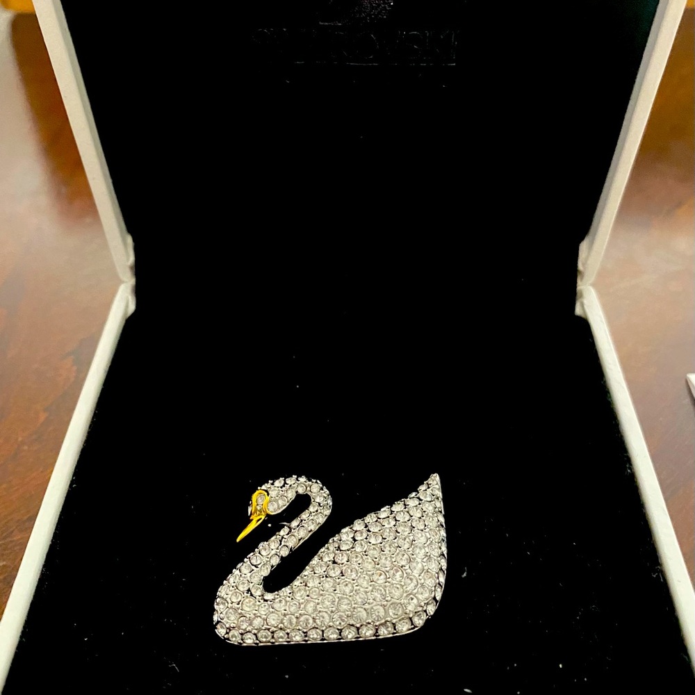 Swarovski Swan Brooch Crystal/Gold